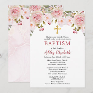 Waterverf Floral Baptism Kaart