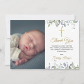 Waterverf Floral Baptism, kerstfoto Bedankkaart (Voorkant)