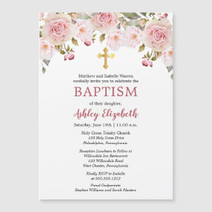 Waterverf Floral Baptism Magnetische Uitnodiging