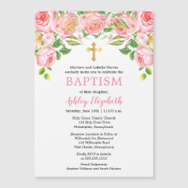 Waterverf Floral Baptism Magnetische Uitnodiging