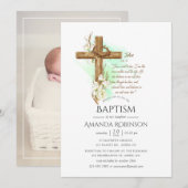 Waterverf Floral Baptism of Christening John Invi Kaart (Voorkant / Achterkant)