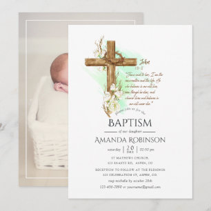 Waterverf Floral Baptism of Christening John Invi Kaart