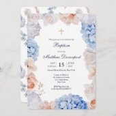 Waterverf Floral Baptism-uitnodiging Kaart (Voorkant / Achterkant)