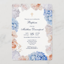 Waterverf Floral Baptism-uitnodiging Kaart