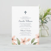 Waterverf Floral Baptismal Kaart (Staand voorkant)