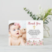 Waterverf Floral Baptisme bedankt voor de roze roz (Staand voorkant)
