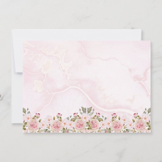 Waterverf Floral Baptisme bedankt voor de roze roz (Achterkant)