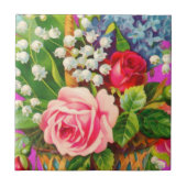  Waterverf Floral Basket Tegeltje (Voorkant)