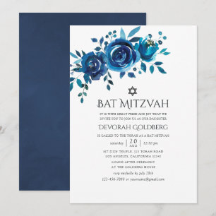 Waterverf Floral Bat Mitzvah Kaart