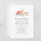 Waterverf Floral Bat Mitzvah Kaart (Voorkant)