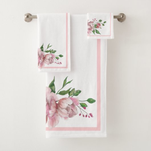 Waterverf Floral Bathroom Towel set Bad Handdoek (Insitu)
