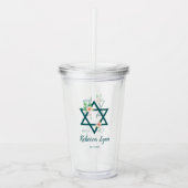 Waterverf Floral Beach Bat Mitzvah Acryl Drinkbeker (Voorkant)