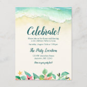 Waterverf Floral Beach Bat Mitzvah Receptie Informatiekaartje (Voorkant)