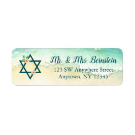 Waterverf Floral Beach Bat Mitzvah Retouradres Etiket