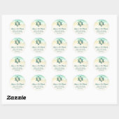 Waterverf Floral Beach Bat Mitzvah Ronde Sticker (Vel)