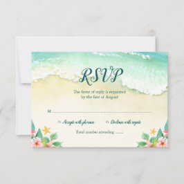 Waterverf Floral Beach Bat Mitzvah RSVP Kaartje