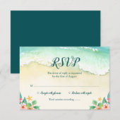 Waterverf Floral Beach Bat Mitzvah RSVP Kaartje (Voorkant / Achterkant)