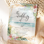 Waterverf Floral Beach Calligraphy Summer Wedding Kaart