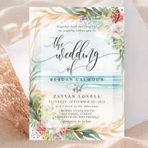 Waterverf Floral Beach Calligraphy Summer Wedding