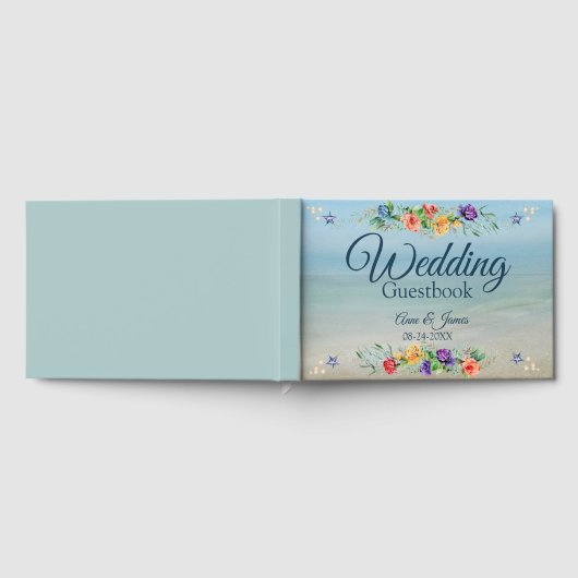 Waterverf Floral Beach Wedding Gastenboek (Volledig)