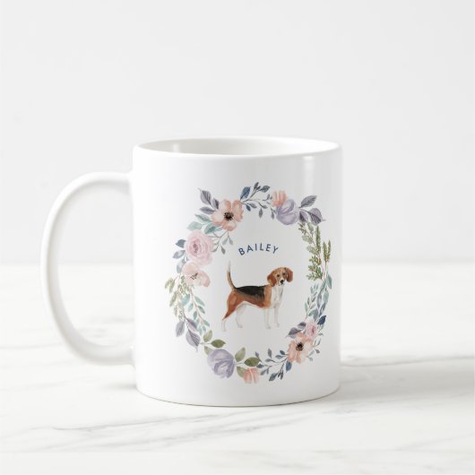 Waterverf Floral | Beagle Dog Koffiemok (Links)