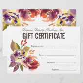 Waterverf Floral Beauty Salon Gift Certificate (Voorkant / Achterkant)