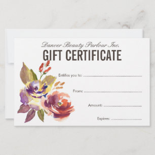 Waterverf Floral Beauty Salon Gift Certificate