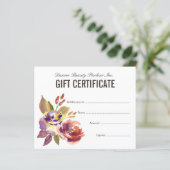 Waterverf Floral Beauty Salon Gift Certificate (Staand voorkant)