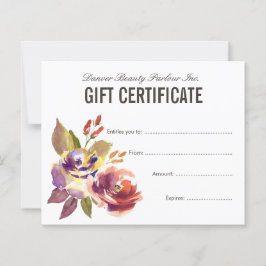 Waterverf Floral Beauty Salon Gift Certificate