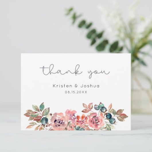 Waterverf Floral Bedankkaart (Staand voorkant)