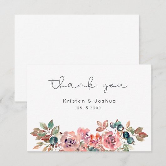 Waterverf Floral Bedankkaart (Voorkant / Achterkant)