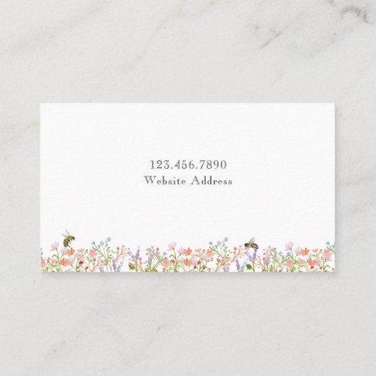 Waterverf Floral Bee Apiary Visitekaartje (Achterkant)