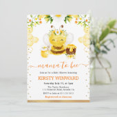 Waterverf Floral Bee Baby shower Kaart (Staand voorkant)