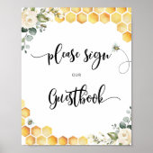 Waterverf floral bee teken Guestbook Poster (Voorkant)