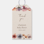 Waterverf Floral Beige Baby shower Dank u Cadeaulabel (Voorkant)