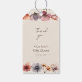 Waterverf Floral Beige Baby shower Dank u Cadeaulabel (Achterkant)