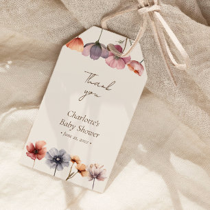 Waterverf Floral Beige Baby shower Dank u Cadeaulabel