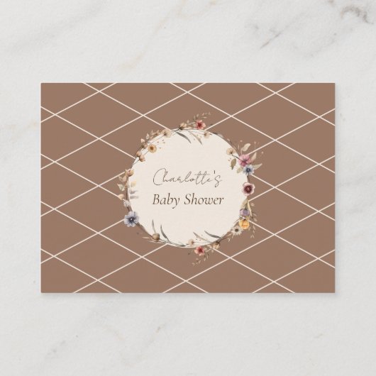 Waterverf Floral Beige Baby shower Luier Raffle Informatiekaartje (Achterkant)