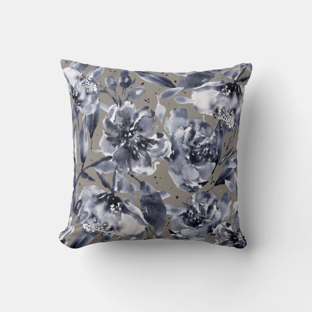 Waterverf Floral Beige Reversible Selena Fantasy Kussen (Voorkant)