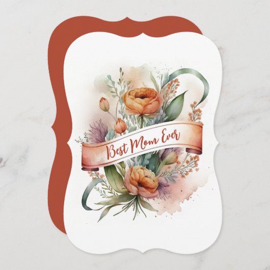 Waterverf Floral Best Ma Ever Banner Moederdag Feestdagenkaart (Voorkant / Achterkant)