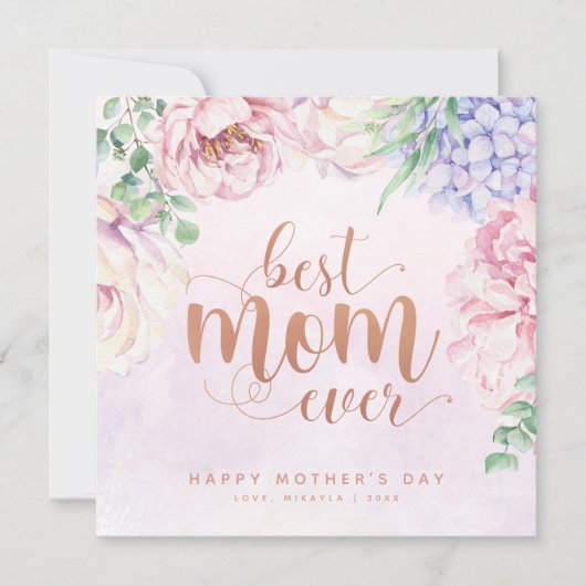 Waterverf Floral Best Mam Ever Photo Card Kaart (Voorkant)