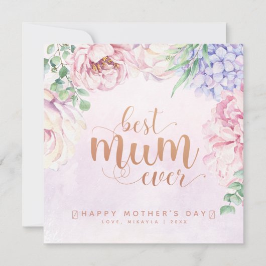 Waterverf Floral Best Mum Ever Photo Card Kaart (Voorkant)