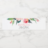 Waterverf Floral Beste Dag Ooit Bruiloft Waterfles Etiket (Enkel label)