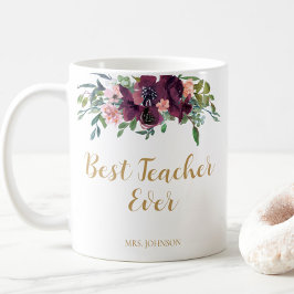 Waterverf Floral Beste Leraar Ooit Koffiemok