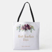 Waterverf Floral Beste Leraar Ooit Tote Bag (Voorkant)