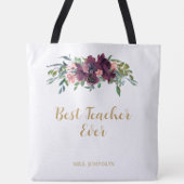 Waterverf Floral Beste Leraar Ooit Tote Bag