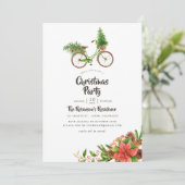Waterverf Floral Bicycle kerstfeest Kaart (Staand voorkant)