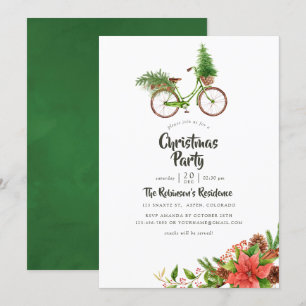 Waterverf Floral Bicycle kerstfeest Kaart