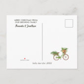 Waterverf Floral Bicycle Kerstmis Baby Verwacht Aankondigingskaart (Achterkant)