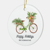 Waterverf Floral Bicycle Kerstmis Keramisch Ornament (Links)